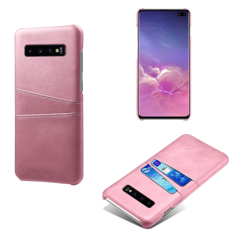 For Samsung Galaxy S10+ Calf Texture PC + PU Leather Back Cover Shockproof Case with Dual Card Slots