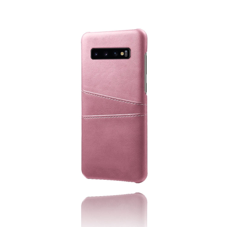 For Samsung Galaxy S10+ Calf Texture PC + PU Leather Back Cover Shockproof Case with Dual Card Slots