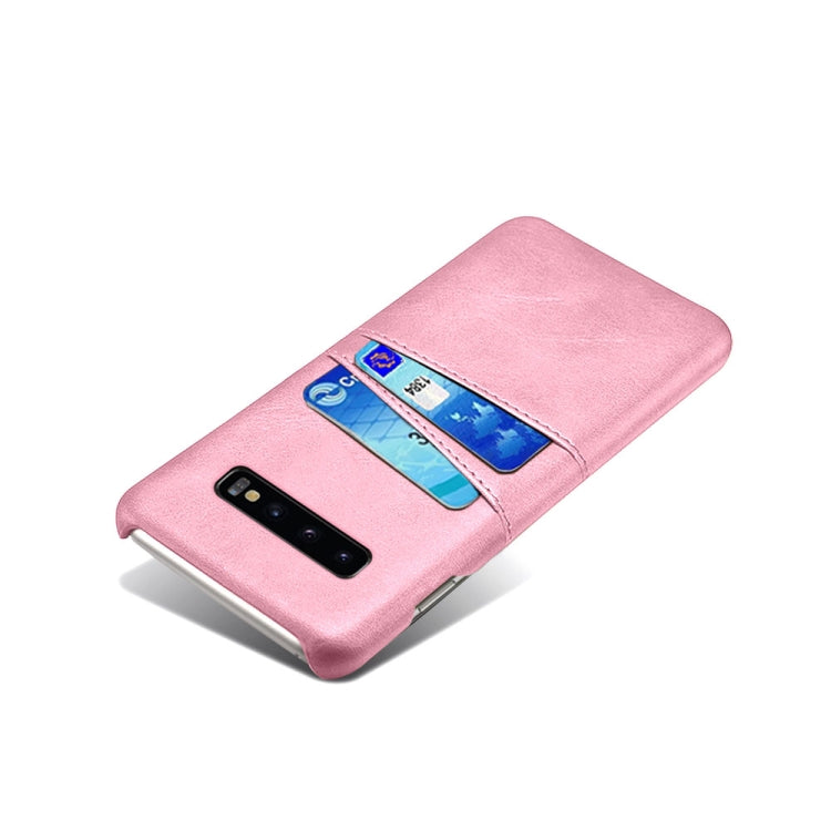 For Samsung Galaxy S10+ Calf Texture PC + PU Leather Back Cover Shockproof Case with Dual Card Slots