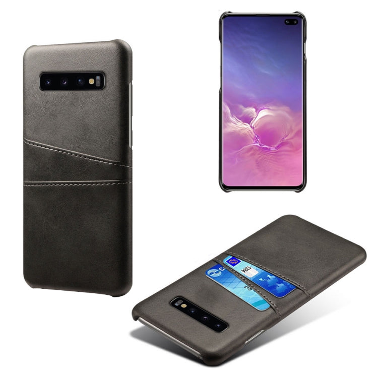For Samsung Galaxy S10+ Calf Texture PC + PU Leather Back Cover Shockproof Case with Dual Card Slots