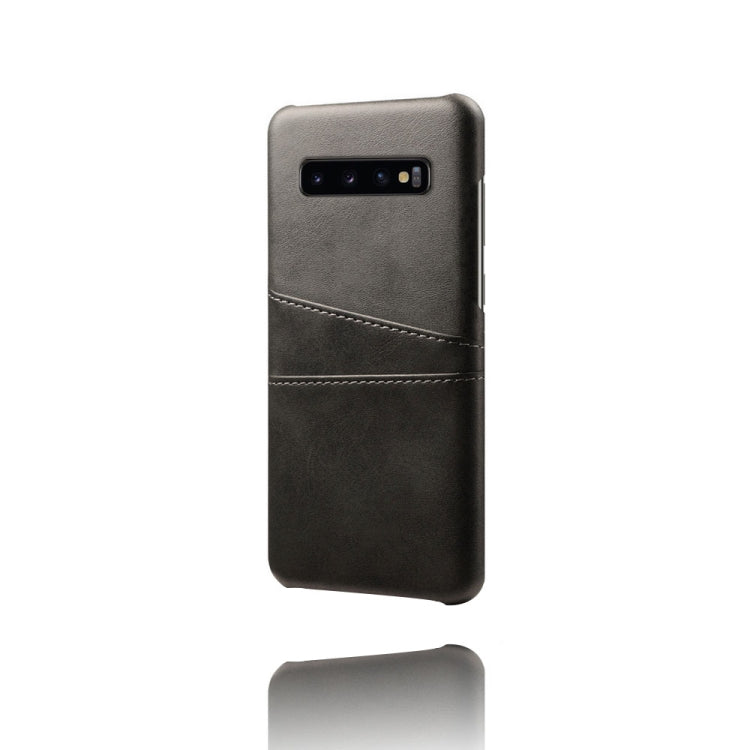 For Samsung Galaxy S10+ Calf Texture PC + PU Leather Back Cover Shockproof Case with Dual Card Slots