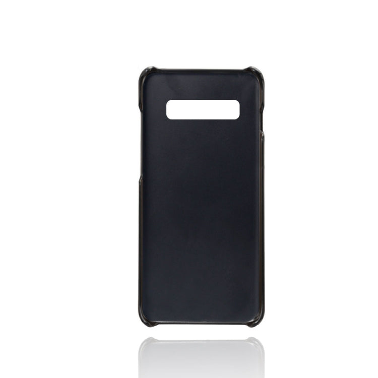 For Samsung Galaxy S10+ Calf Texture PC + PU Leather Back Cover Shockproof Case with Dual Card Slots