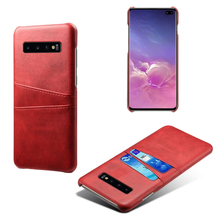For Samsung Galaxy S10+ Calf Texture PC + PU Leather Back Cover Shockproof Case with Dual Card Slots
