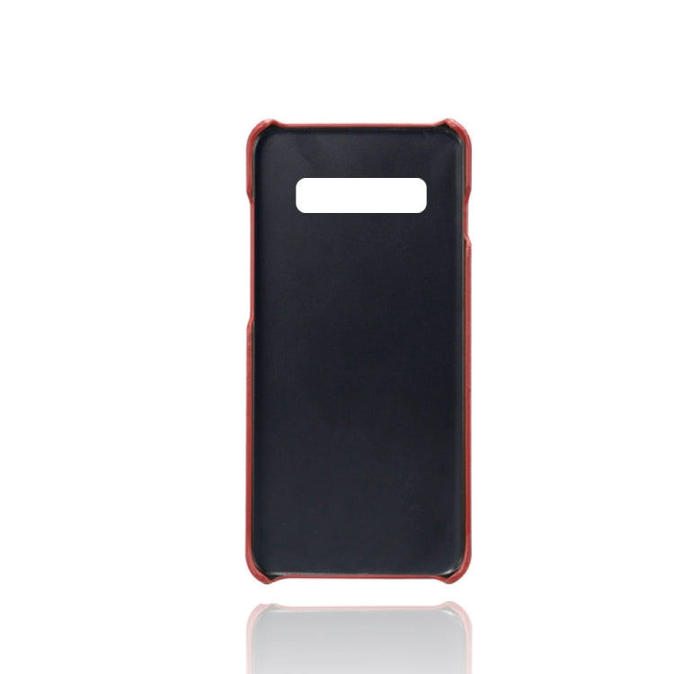 For Samsung Galaxy S10+ Calf Texture PC + PU Leather Back Cover Shockproof Case with Dual Card Slots