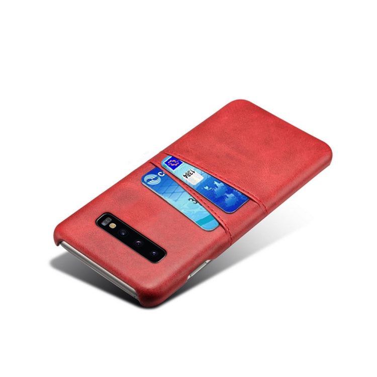 For Samsung Galaxy S10+ Calf Texture PC + PU Leather Back Cover Shockproof Case with Dual Card Slots
