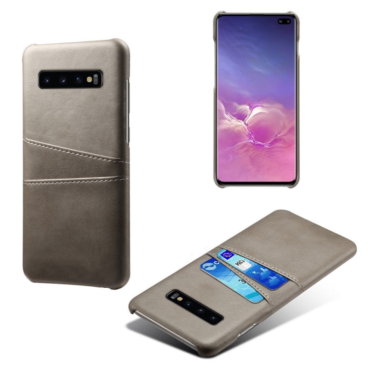 For Samsung Galaxy S10+ Calf Texture PC + PU Leather Back Cover Shockproof Case with Dual Card Slots