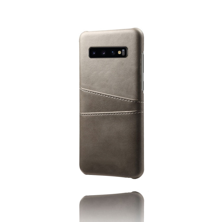 For Samsung Galaxy S10+ Calf Texture PC + PU Leather Back Cover Shockproof Case with Dual Card Slots