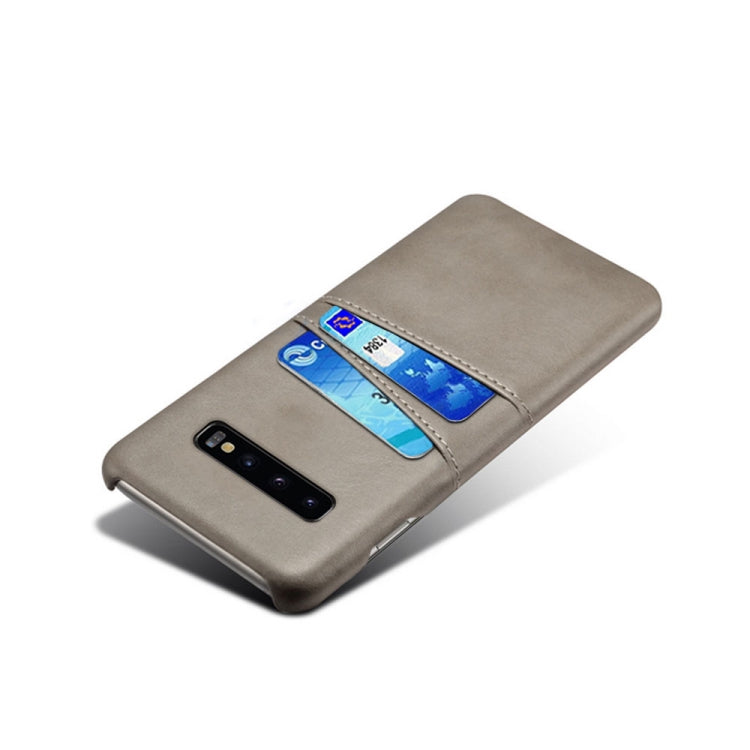 For Samsung Galaxy S10+ Calf Texture PC + PU Leather Back Cover Shockproof Case with Dual Card Slots