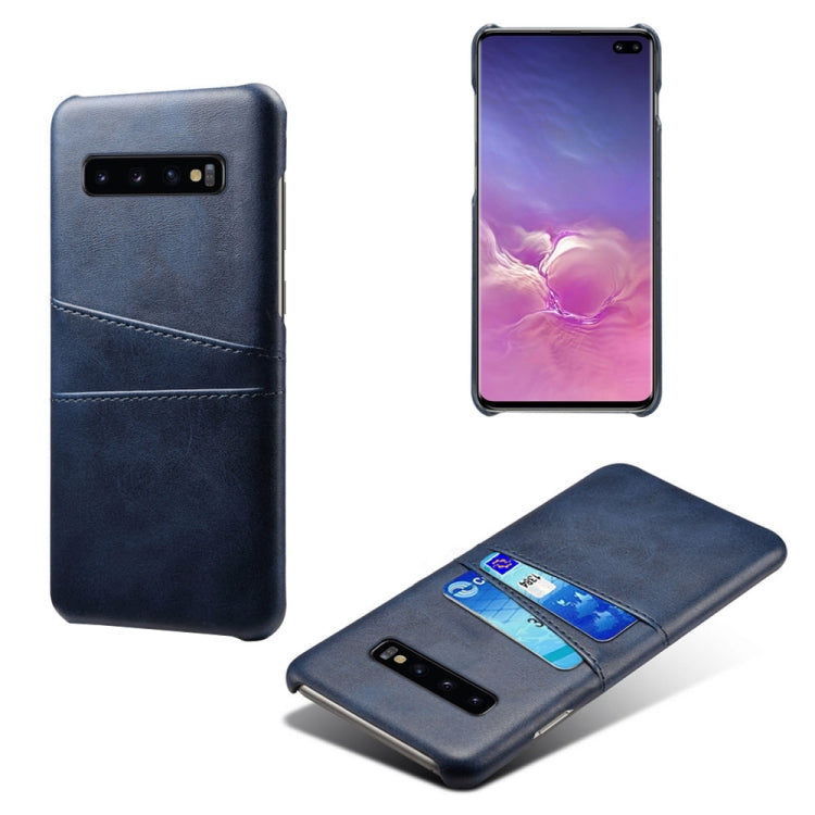 For Samsung Galaxy S10+ Calf Texture PC + PU Leather Back Cover Shockproof Case with Dual Card Slots