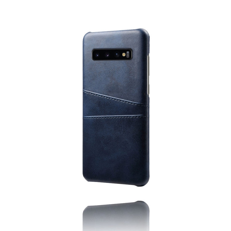 For Samsung Galaxy S10+ Calf Texture PC + PU Leather Back Cover Shockproof Case with Dual Card Slots