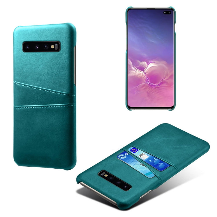 For Samsung Galaxy S10+ Calf Texture PC + PU Leather Back Cover Shockproof Case with Dual Card Slots