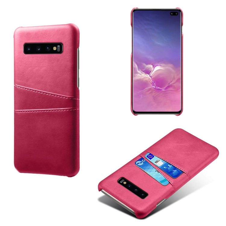 For Samsung Galaxy S10+ Calf Texture PC + PU Leather Back Cover Shockproof Case with Dual Card Slots