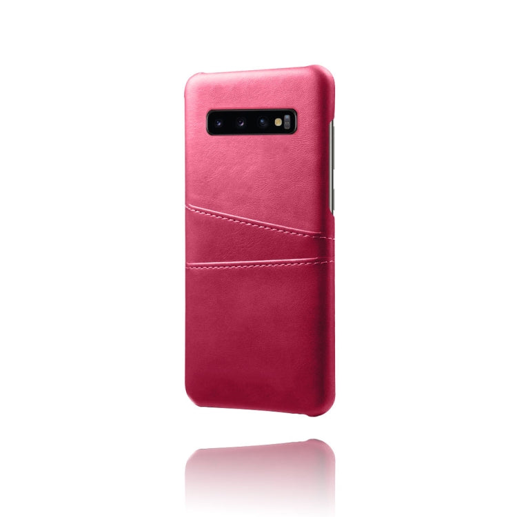 For Samsung Galaxy S10+ Calf Texture PC + PU Leather Back Cover Shockproof Case with Dual Card Slots