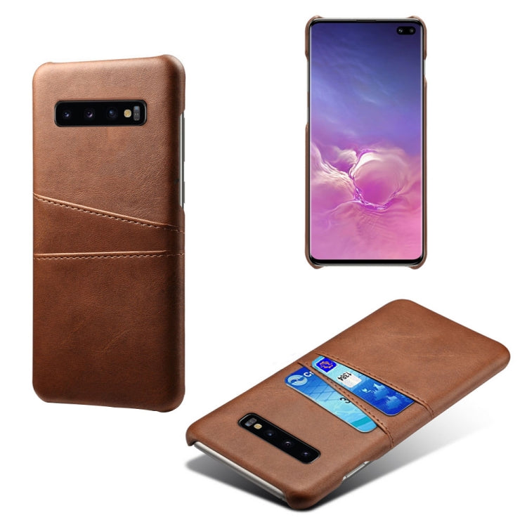 For Samsung Galaxy S10+ Calf Texture PC + PU Leather Back Cover Shockproof Case with Dual Card Slots
