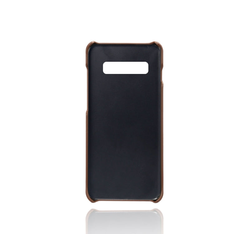 For Samsung Galaxy S10+ Calf Texture PC + PU Leather Back Cover Shockproof Case with Dual Card Slots