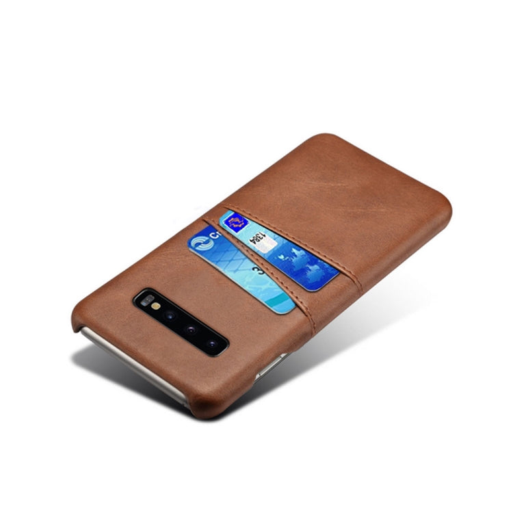 For Samsung Galaxy S10+ Calf Texture PC + PU Leather Back Cover Shockproof Case with Dual Card Slots