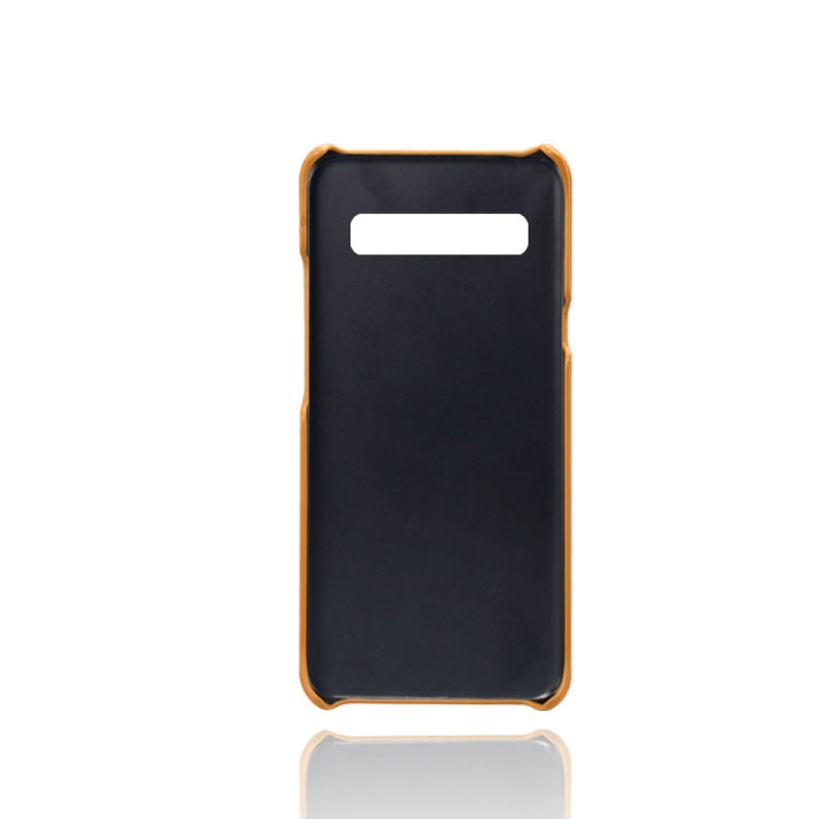 For Samsung Galaxy S10 5G Calf Texture PC + PU Leather Back Cover Shockproof Case with Dual Card Slots