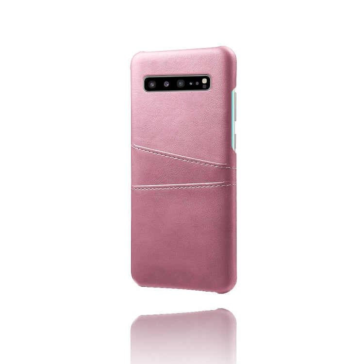 For Samsung Galaxy S10 5G Calf Texture PC + PU Leather Back Cover Shockproof Case with Dual Card Slots