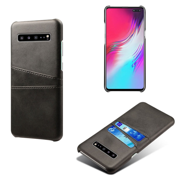 For Samsung Galaxy S10 5G Calf Texture PC + PU Leather Back Cover Shockproof Case with Dual Card Slots