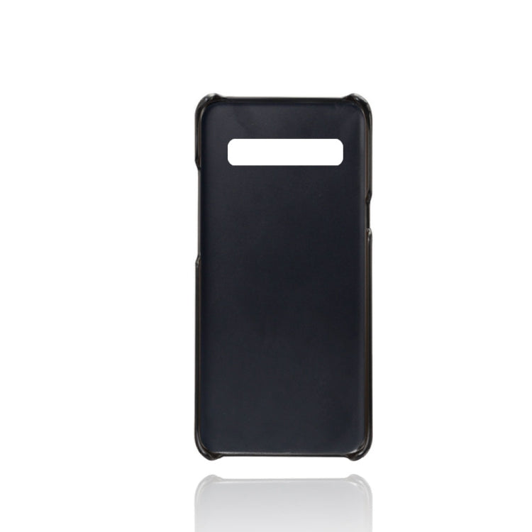 For Samsung Galaxy S10 5G Calf Texture PC + PU Leather Back Cover Shockproof Case with Dual Card Slots