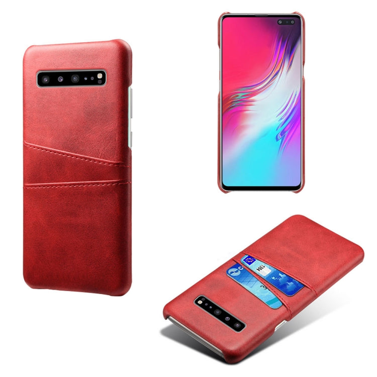 For Samsung Galaxy S10 5G Calf Texture PC + PU Leather Back Cover Shockproof Case with Dual Card Slots