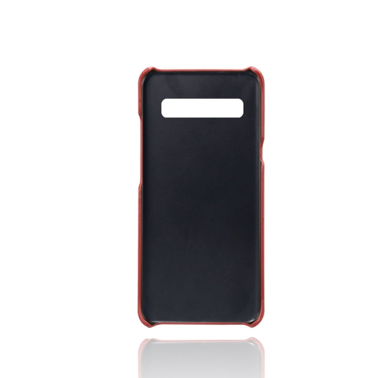 For Samsung Galaxy S10 5G Calf Texture PC + PU Leather Back Cover Shockproof Case with Dual Card Slots