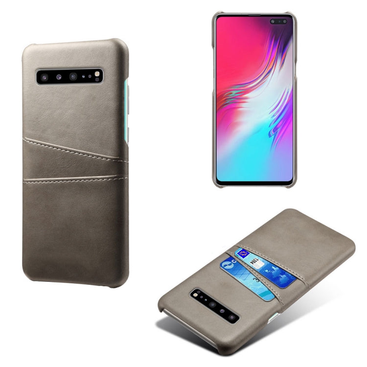 For Samsung Galaxy S10 5G Calf Texture PC + PU Leather Back Cover Shockproof Case with Dual Card Slots