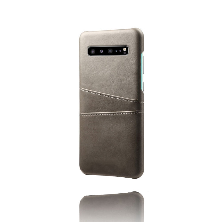 For Samsung Galaxy S10 5G Calf Texture PC + PU Leather Back Cover Shockproof Case with Dual Card Slots
