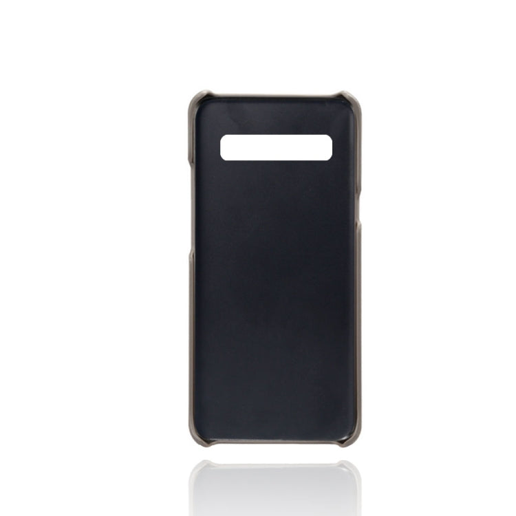 For Samsung Galaxy S10 5G Calf Texture PC + PU Leather Back Cover Shockproof Case with Dual Card Slots