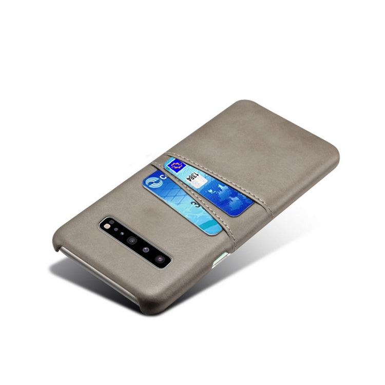 For Samsung Galaxy S10 5G Calf Texture PC + PU Leather Back Cover Shockproof Case with Dual Card Slots