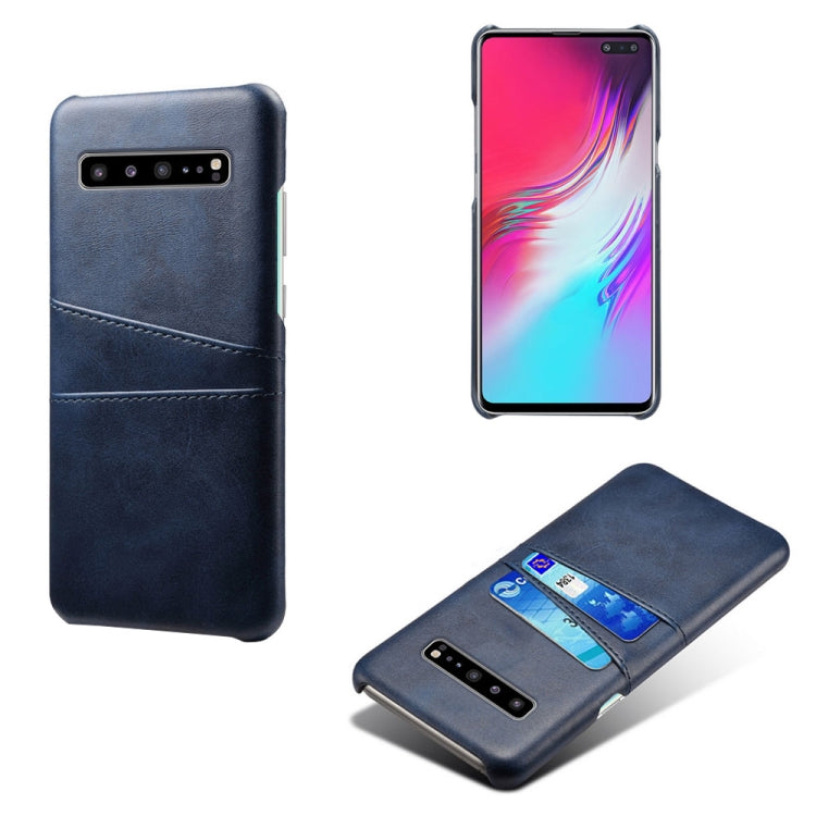 For Samsung Galaxy S10 5G Calf Texture PC + PU Leather Back Cover Shockproof Case with Dual Card Slots