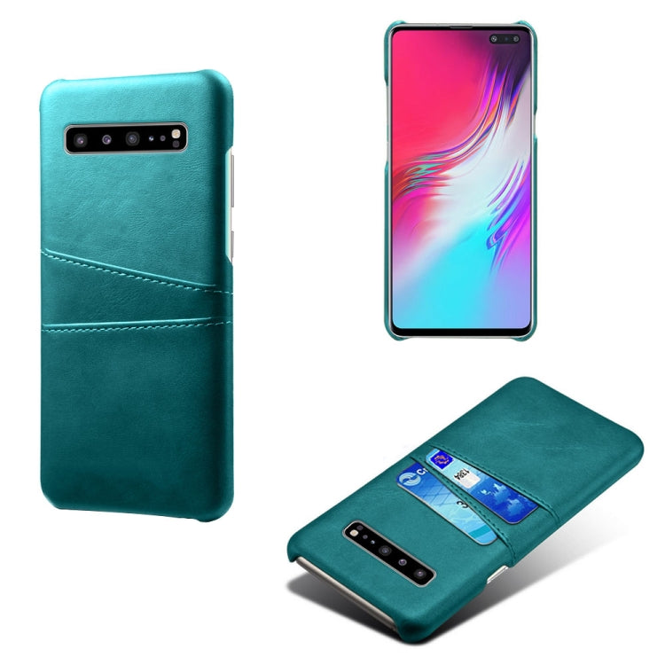For Samsung Galaxy S10 5G Calf Texture PC + PU Leather Back Cover Shockproof Case with Dual Card Slots