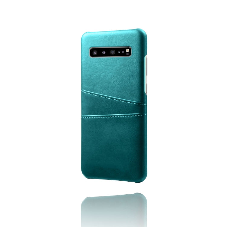 For Samsung Galaxy S10 5G Calf Texture PC + PU Leather Back Cover Shockproof Case with Dual Card Slots