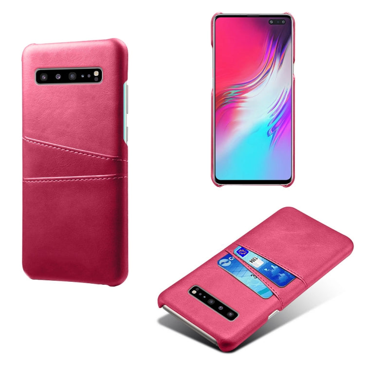 For Samsung Galaxy S10 5G Calf Texture PC + PU Leather Back Cover Shockproof Case with Dual Card Slots