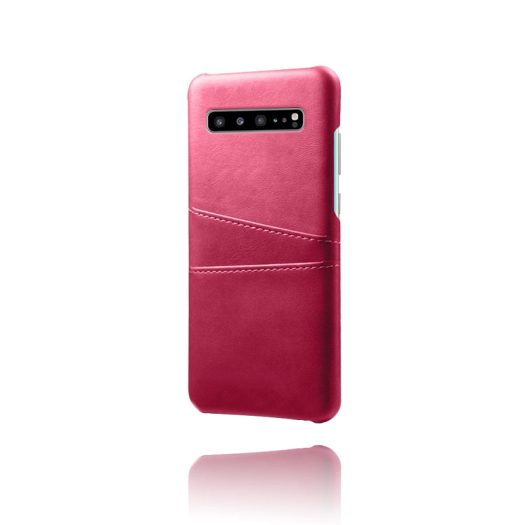 For Samsung Galaxy S10 5G Calf Texture PC + PU Leather Back Cover Shockproof Case with Dual Card Slots