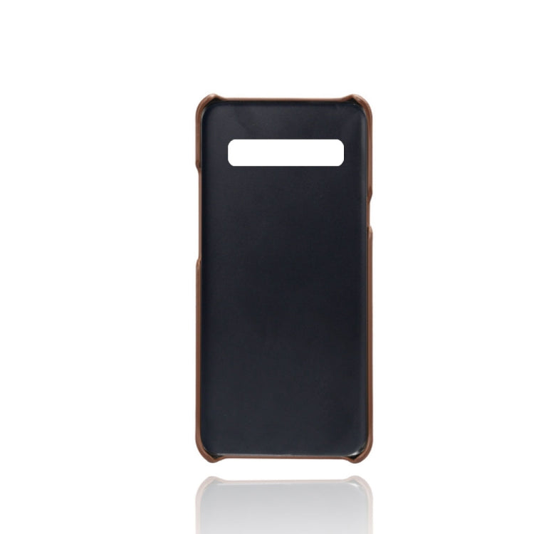 For Samsung Galaxy S10 5G Calf Texture PC + PU Leather Back Cover Shockproof Case with Dual Card Slots