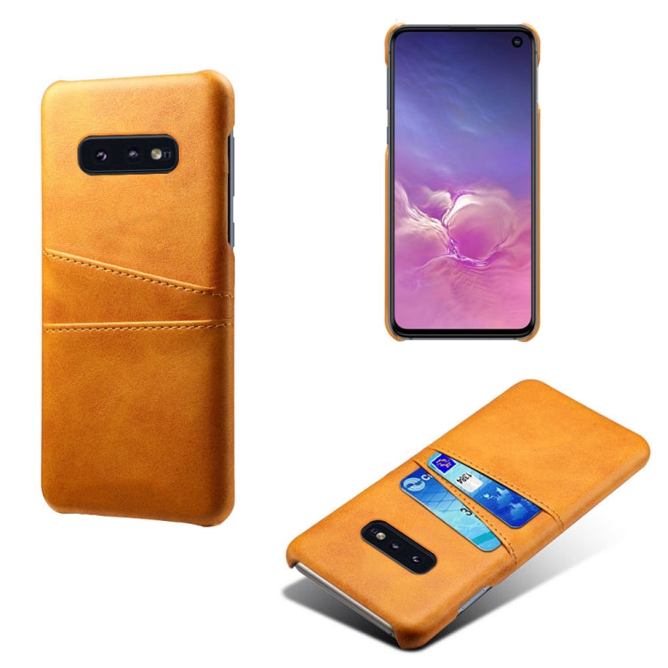 For Samsung Galaxy S10e Calf Texture PC + PU Leather Back Cover Shockproof Case with Dual Card Slots