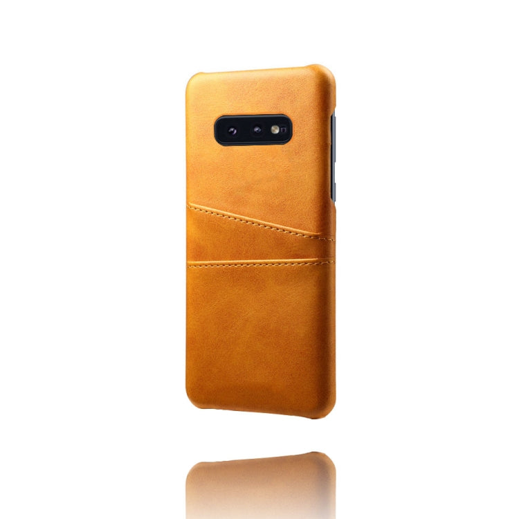 For Samsung Galaxy S10e Calf Texture PC + PU Leather Back Cover Shockproof Case with Dual Card Slots