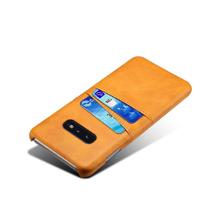 For Samsung Galaxy S10e Calf Texture PC + PU Leather Back Cover Shockproof Case with Dual Card Slots
