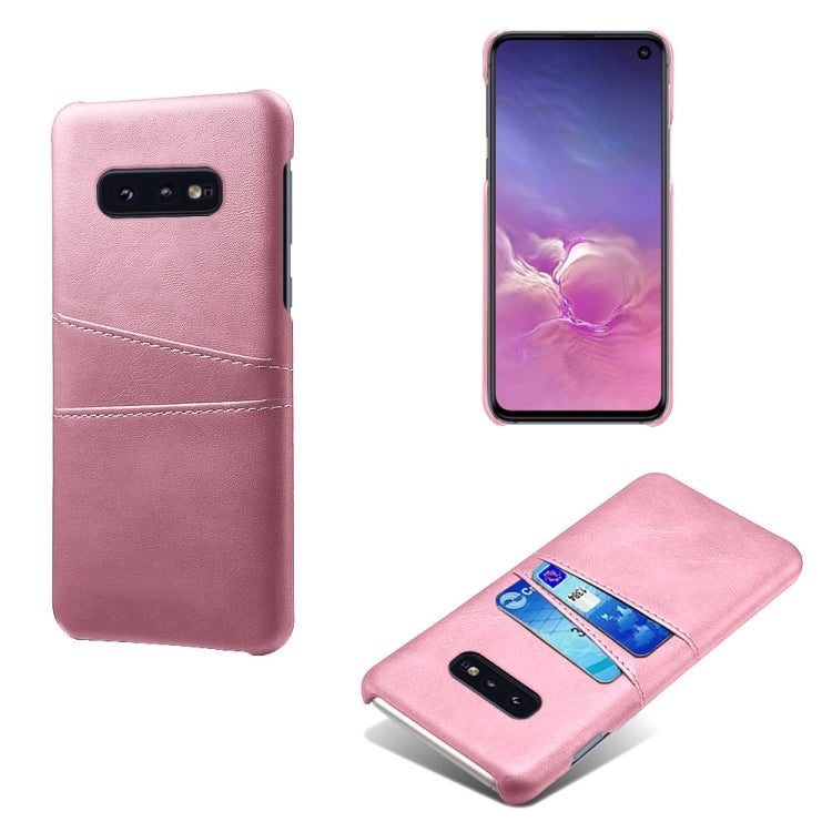 For Samsung Galaxy S10e Calf Texture PC + PU Leather Back Cover Shockproof Case with Dual Card Slots