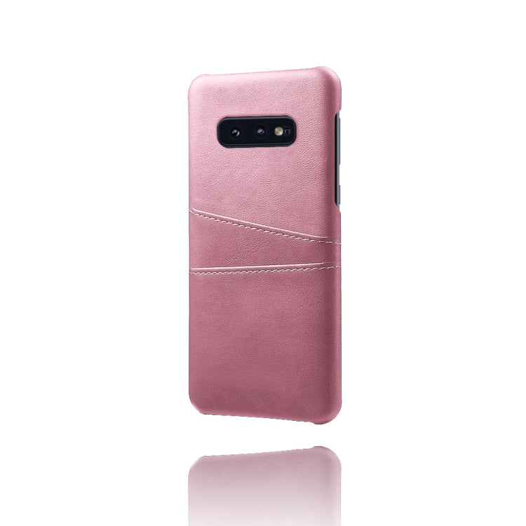 For Samsung Galaxy S10e Calf Texture PC + PU Leather Back Cover Shockproof Case with Dual Card Slots