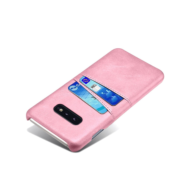 For Samsung Galaxy S10e Calf Texture PC + PU Leather Back Cover Shockproof Case with Dual Card Slots