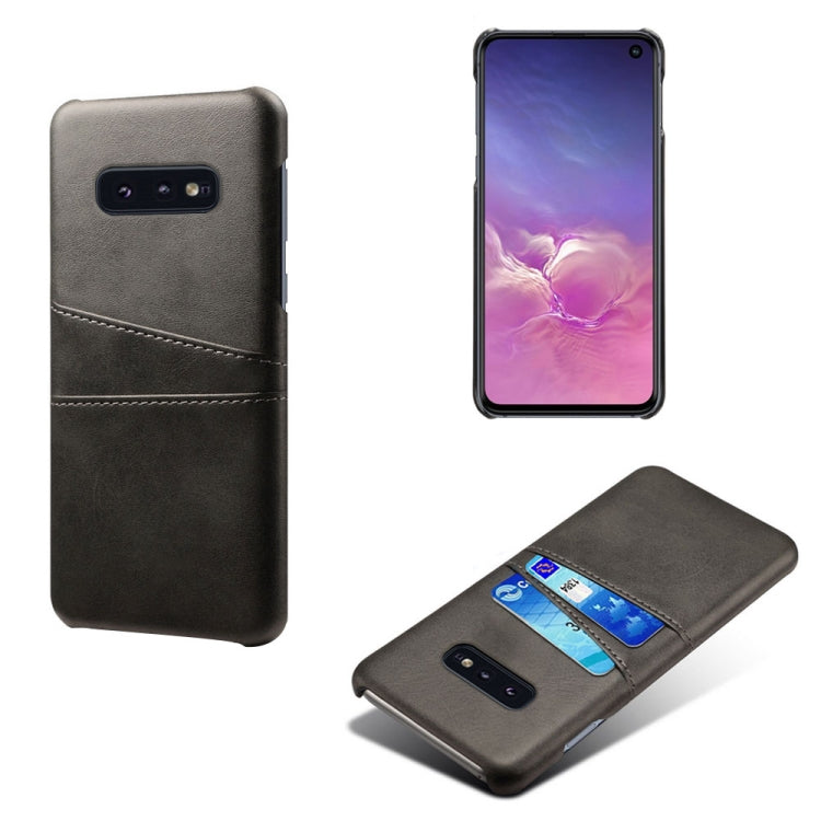 For Samsung Galaxy S10e Calf Texture PC + PU Leather Back Cover Shockproof Case with Dual Card Slots