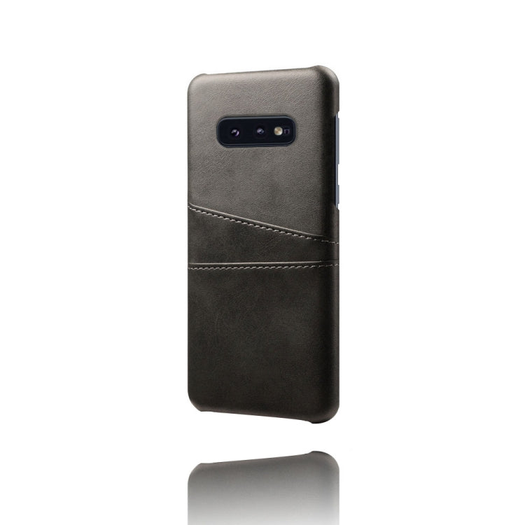 For Samsung Galaxy S10e Calf Texture PC + PU Leather Back Cover Shockproof Case with Dual Card Slots