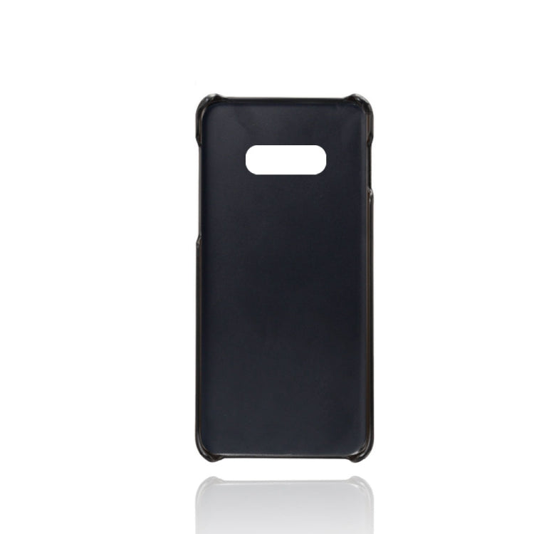 For Samsung Galaxy S10e Calf Texture PC + PU Leather Back Cover Shockproof Case with Dual Card Slots