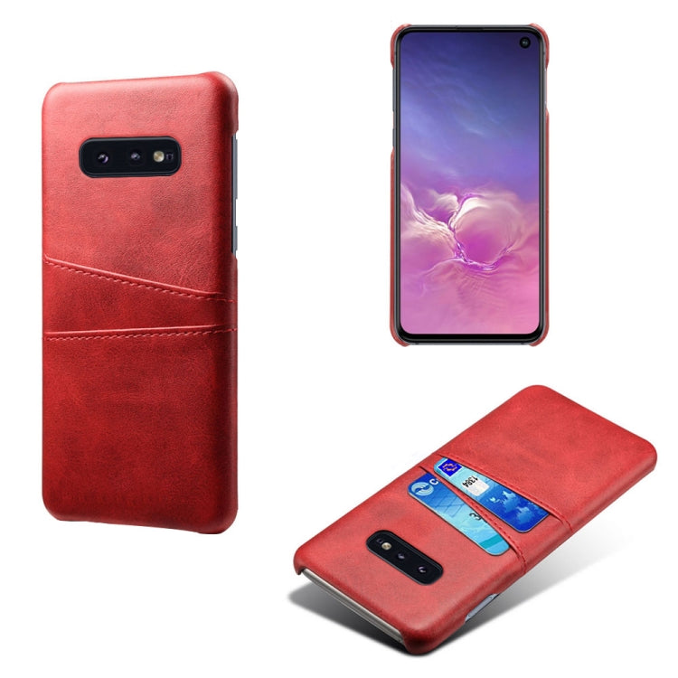 For Samsung Galaxy S10e Calf Texture PC + PU Leather Back Cover Shockproof Case with Dual Card Slots