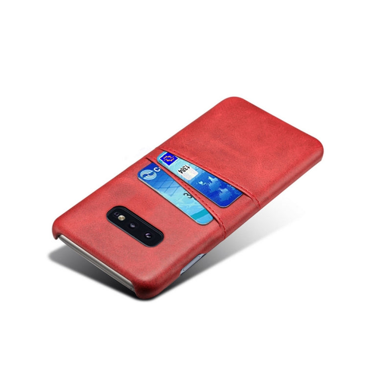 For Samsung Galaxy S10e Calf Texture PC + PU Leather Back Cover Shockproof Case with Dual Card Slots