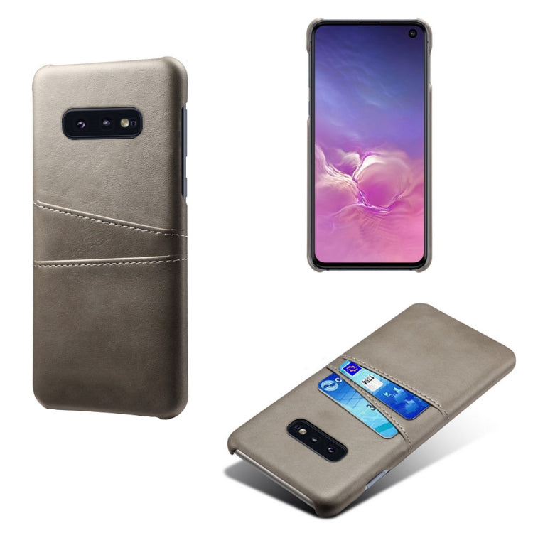 For Samsung Galaxy S10e Calf Texture PC + PU Leather Back Cover Shockproof Case with Dual Card Slots