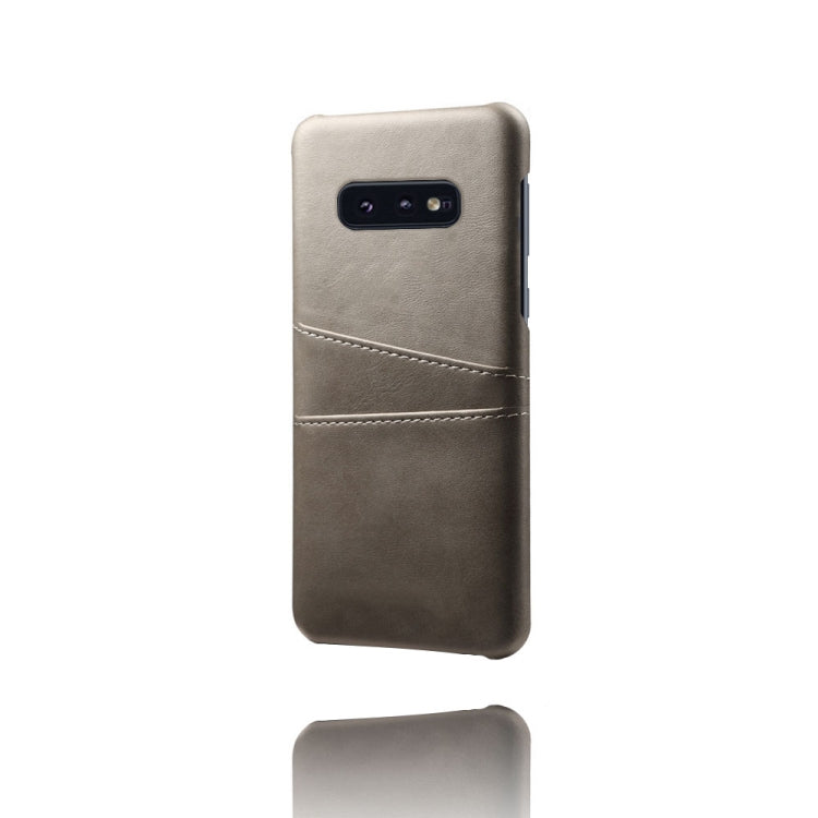 For Samsung Galaxy S10e Calf Texture PC + PU Leather Back Cover Shockproof Case with Dual Card Slots