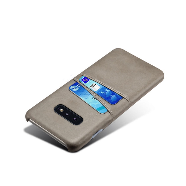 For Samsung Galaxy S10e Calf Texture PC + PU Leather Back Cover Shockproof Case with Dual Card Slots